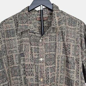 Tori Richard 2XL Button Up Short Sleeve Shirt Aztec Geometric Print Hawaiian Top